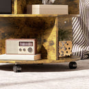 HOMCOM 3 Tier Coffee Table Round Rolling Centre Table W/ Wheels Rustic Brown