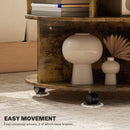 HOMCOM 3 Tier Coffee Table Round Rolling Centre Table W/ Wheels Rustic Brown