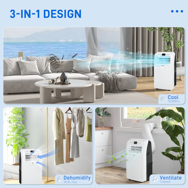 HOMCOM 12000 BTU Portable Air Conditioner with 28m, Dehumidifier, Timer