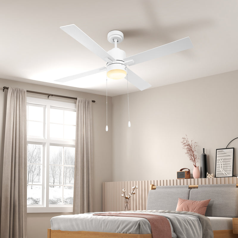 HOMCOM Mounting Reversible Ceiling Fan with Light, Pull-chain