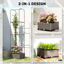 Outsunny Raised Garden Bed with Trellis and Drainage Holes, Drain Plugs