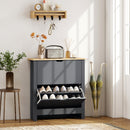 HOMCOM 12-Shoe Storage Cabinet 4 Shelves 2 Drawers Tabletop