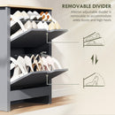 HOMCOM 12-Shoe Storage Cabinet 4 Shelves 2 Drawers Tabletop