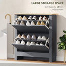 HOMCOM 12-Shoe Storage Cabinet 4 Shelves 2 Drawers Tabletop