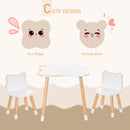 HOMCOM 3 Piece Kids Table And Chair Set With 2 Bear-shaped Chairs, White