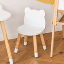 HOMCOM 3 Piece Kids Table And Chair Set With 2 Bear-shaped Chairs, White