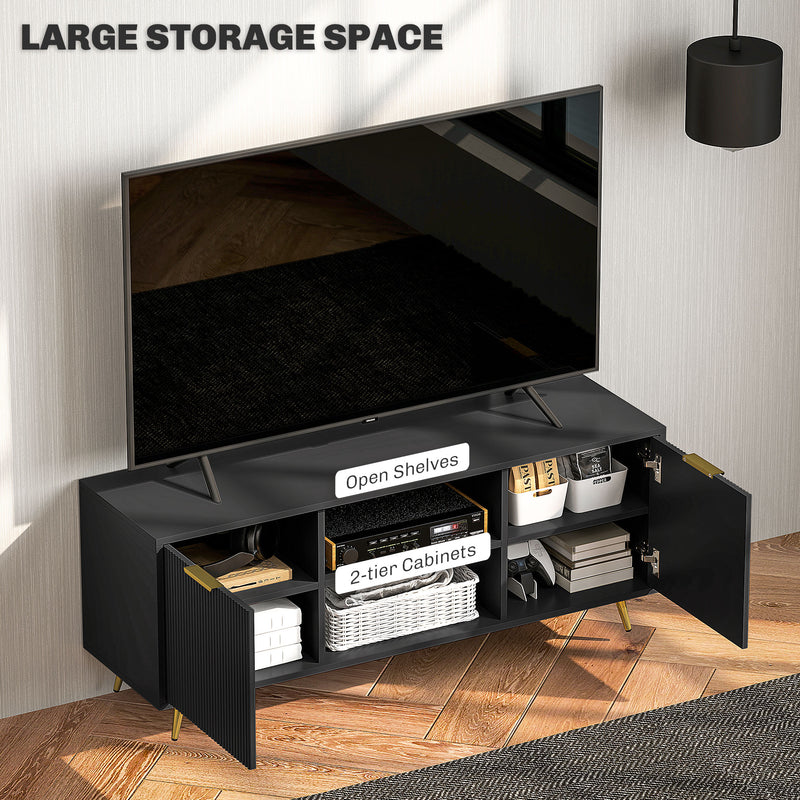 HOMCOM Modern TV Stand Cabinet with Storage for Living Room, Black
