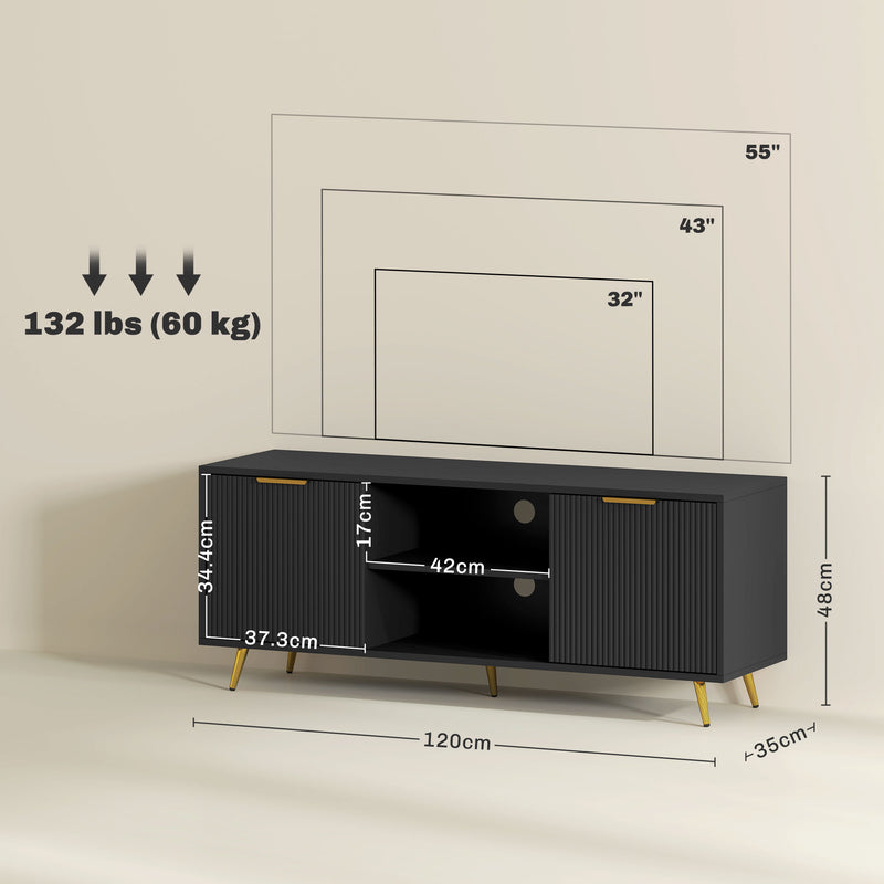HOMCOM Modern TV Stand Cabinet with Storage for Living Room, Black