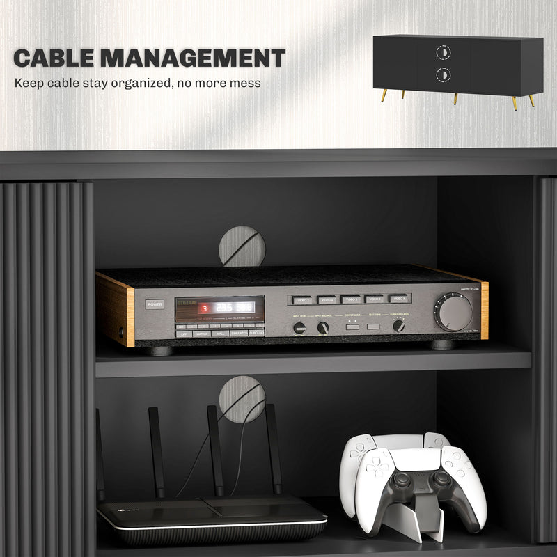 HOMCOM Modern TV Stand Cabinet with Storage for Living Room, Black