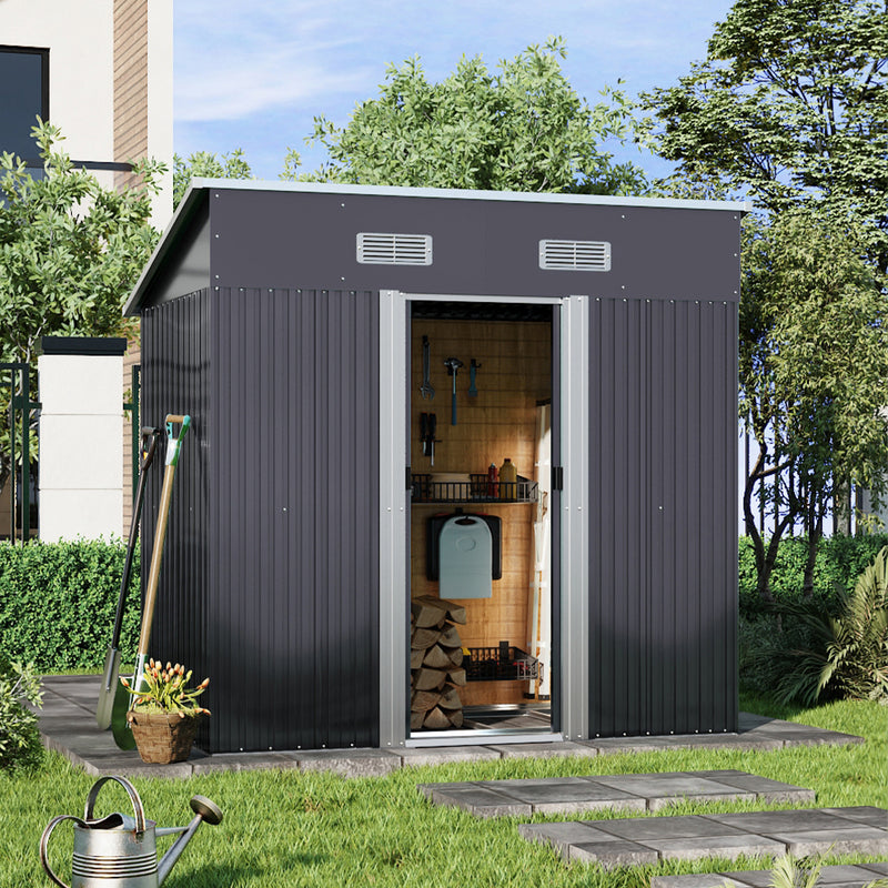 Livingandhome Compact Metal Storage Tool Shed For Garden Patio