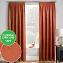 Enhanced Living Matrix Orange Tape Top Thermal Noise Reducing Dim Out Curtains - Pair