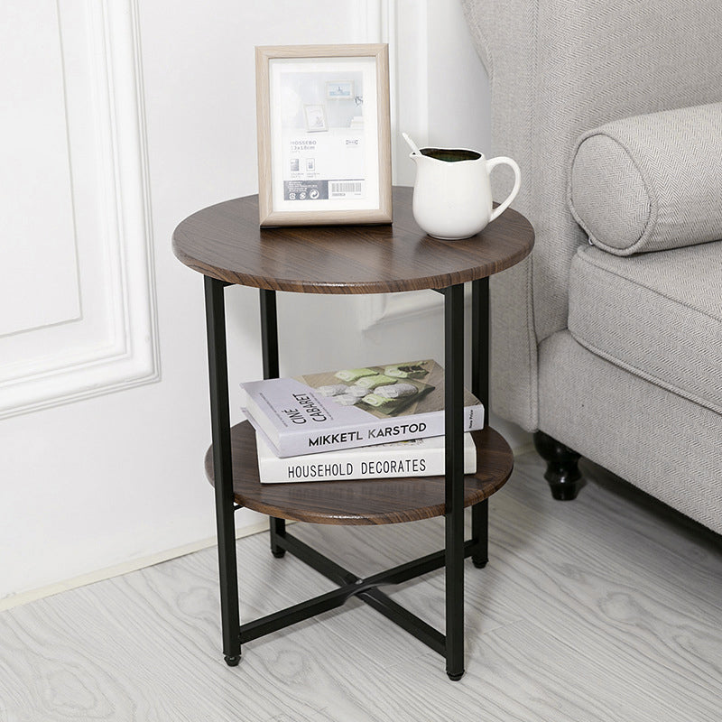 Livingandhome Small Round Coffee Table with 2 Tier