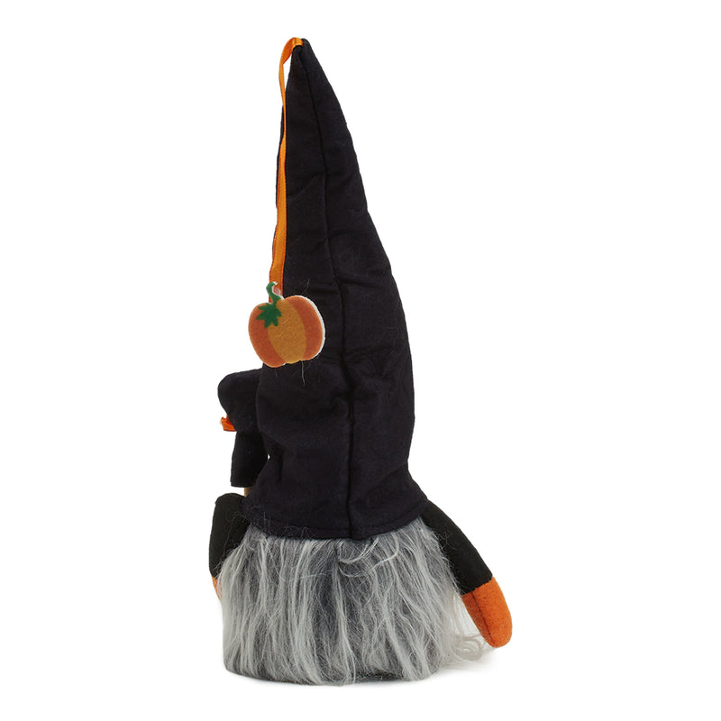 Black Halloween LED Plush Gnome with Cane