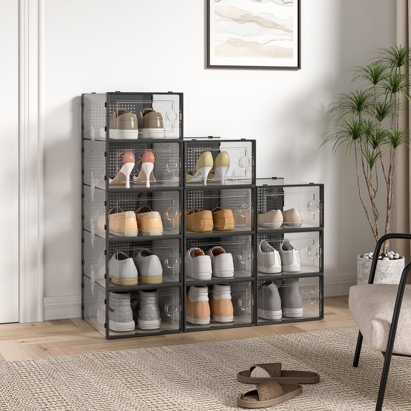 Livingandhome Transparent Foldable Shoe Storage Containers