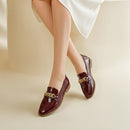 Casual Closed Toe Slip-on Chain Loafers with Low Heel - Red