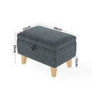 Livingandhome Linen Upholstered Storage Ottoman Stool