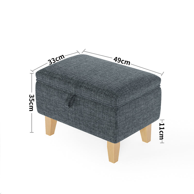 Livingandhome Linen Upholstered Storage Ottoman Stool
