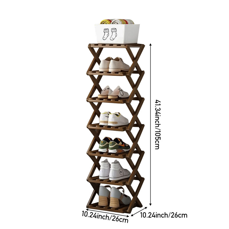 Cottonfy UK 7-Tier Bamboo Folding Shoe Rack