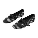 Rhinestones Double Strap Mary Jane Ballet Flat Shoes - Black