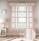 Pair of Pandora Blush Glittery Metallic Print Panel with Rod Pocket Header