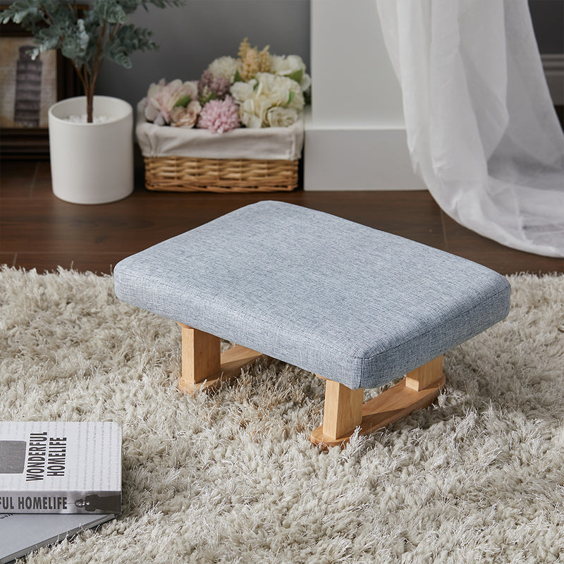 Livingandhome Compact Linen Footrest with Wooden Frame