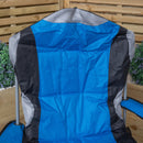 Luxury Padded High Back Outdoor Folding Chair with Cupholder in Blue