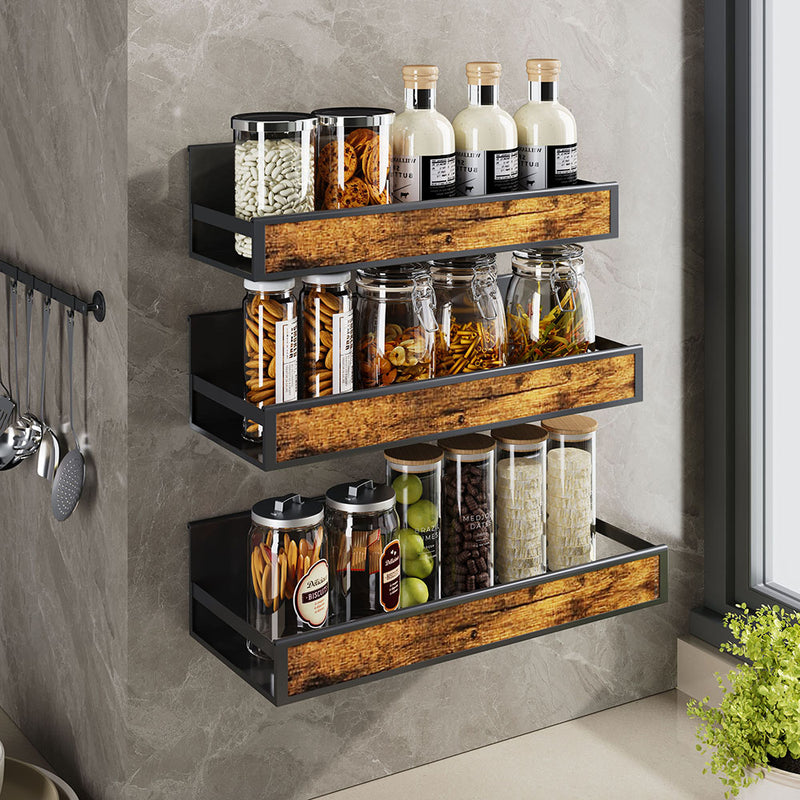 Livingandhome Industrial 3-Piece Wall Mount Spice Rack Organizer
