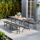 Breeins 3-Piece Rattan Plastic Outdoor Folding Table Bench Set