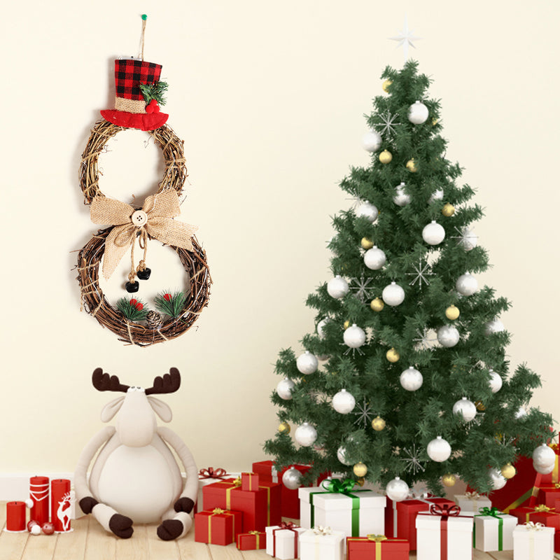 Lifeideas Lighted Snowman with Hat Wreath Front Door Decor