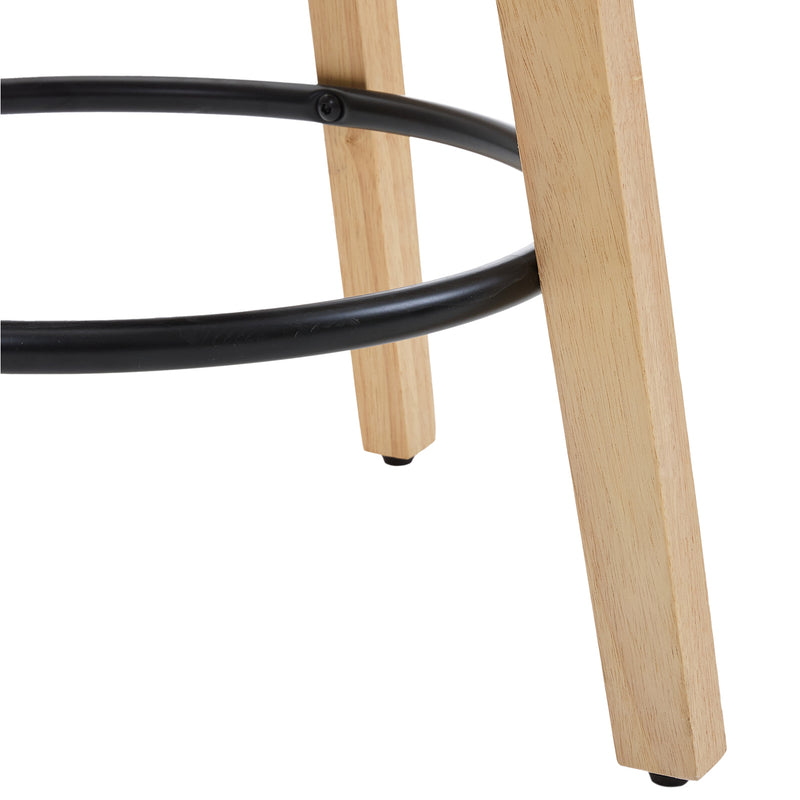 Livingandhome Set of 2 Swivel Bar Stools with Wooden Legs and Round Footrest