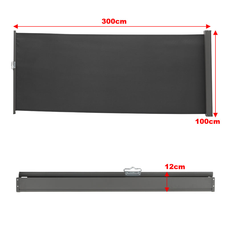 Garden Sanctuary 300cm Outdoor Patio Retractable Side Awning Balcony Sunshade Blind