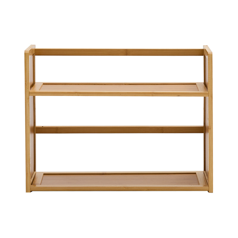 Livingandhome Wooden Bamboo 2-Tier Desk Storage Shelf