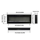 Recessed/Wall Mounted Electric Fireplace Adjustable Flame with Remote