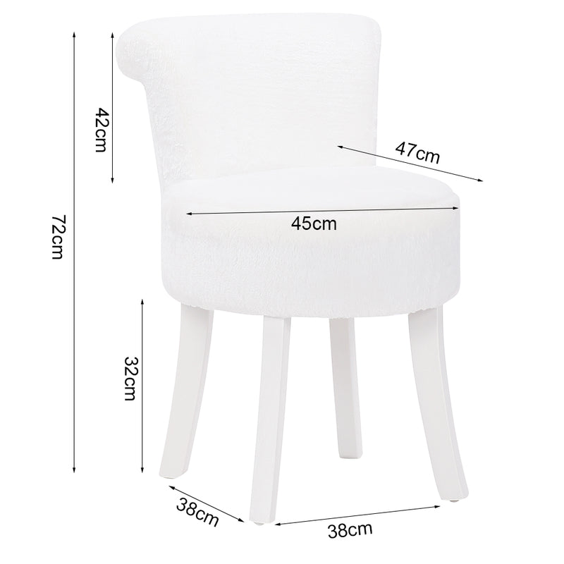 Livingandhome Modern Plush Upholstered Dressing Table Chair with White Legs