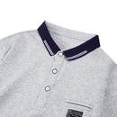 Turn Down Collar Short Sleeve Polo Shirt - Grey