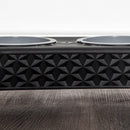 16cm x 9cm Black Plastic Raised Double Pet Bowl Feeding Station with Stand