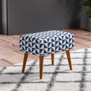 Livingandhome Mid-Century Patterned Ottoman Footstool with Walnut Legs