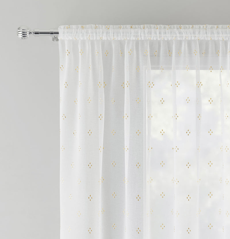 Destiny Gold Metallic Dimond Print On Sheer Fabric - Pair