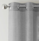 Pair of Crete Silver Luxury Linen Look Sheer Panels with Eyelet Header
