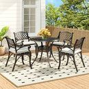 Breeins Set of 5 Retro Garden Bistro Set Cast Aluminum with Cushions