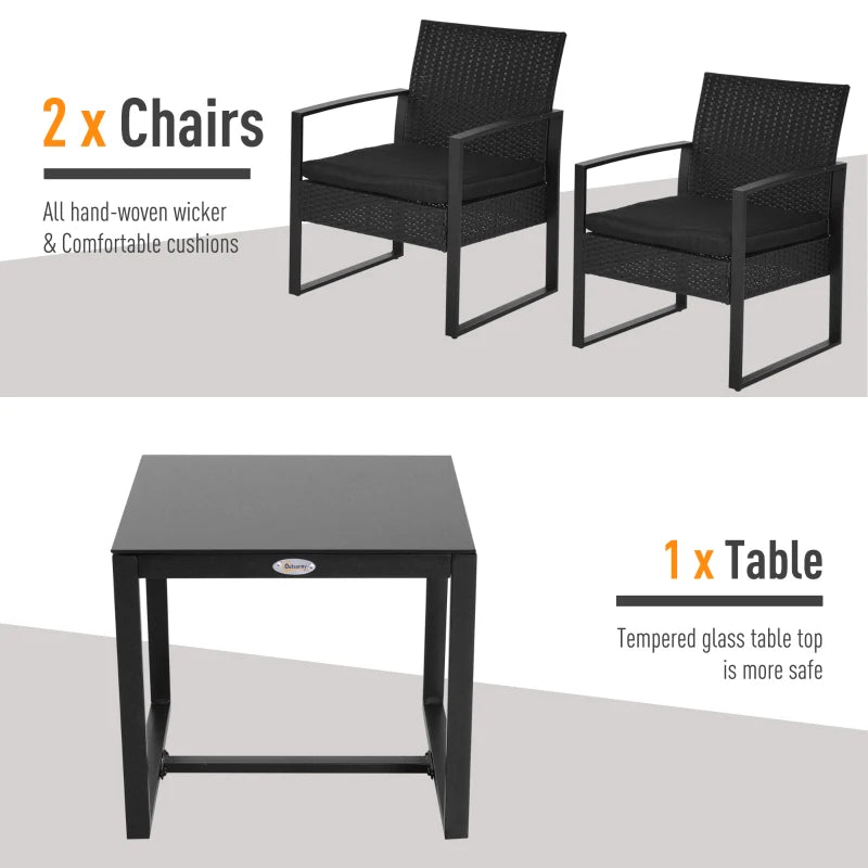 Outsunny Rattan Bistro Set - Black