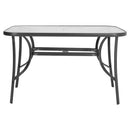 Breeins Outdoor Tempered Glass Coffee Table with 6 Foldable Chairs