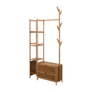 Livingandhome 81cm Multi-functional Wooden Coat Rack with Storage Drawers