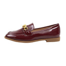 Casual Closed Toe Slip-on Chain Loafers with Low Heel - Red