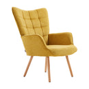 Livingandhome Yellow Linen Armchair with Matching Footstool