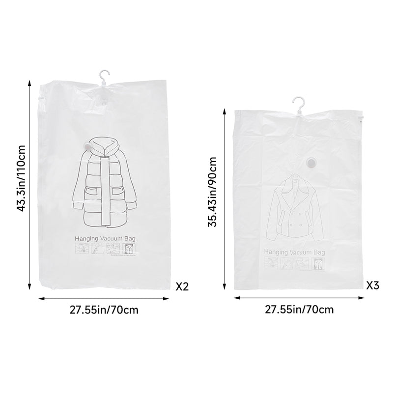 Lifeideas 5 Pack Hanging Vacuum Compression Storage Bags