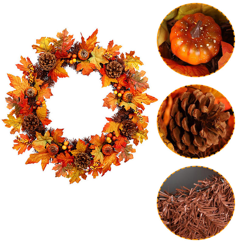 LED Artificial Maple Leaf Wreath