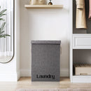 Lifeideas Grey Linen Laundry Hamper with Handles