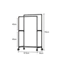 Livingandhome Double Rod Metal Clothes Rack on Wheels