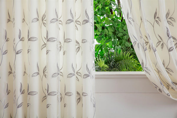 Kingleaf Embroidered Tulle Voile Ring Top Curtains